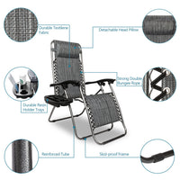 Thumbnail for Infinity Zero Gravity Chair 2 Pack, Outdoor Lounge Patio Chairs with Pillow and Utility Tray