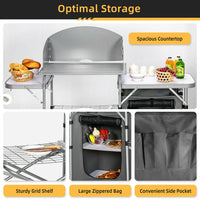 Thumbnail for Foldable Outdoor BBQ Portable Grilling Table with Windscreen Bag