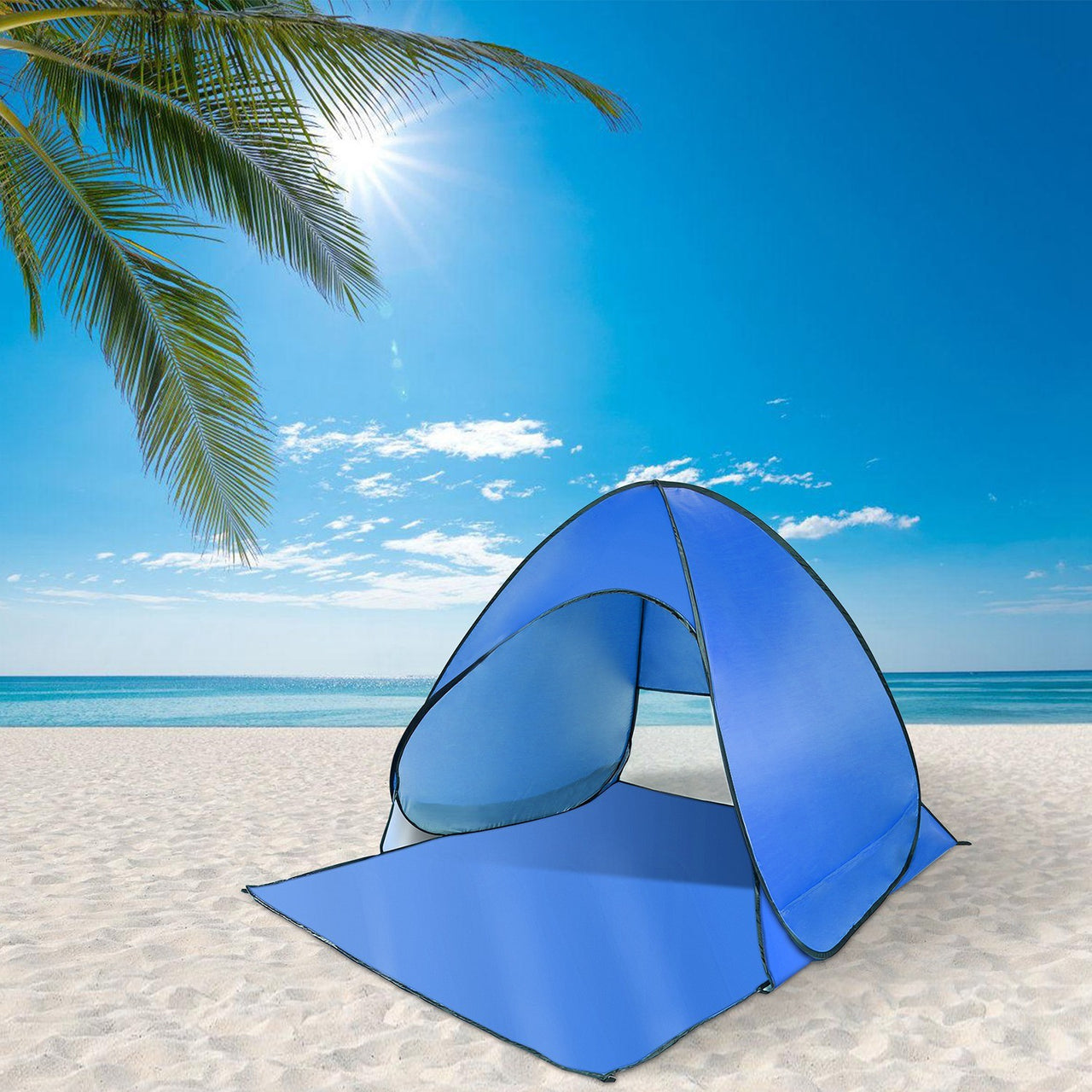 Pop Up Beach Tent Sun Shade Shelter Anti-UV Automatic Waterproof  w/ Net Window Storage Bag