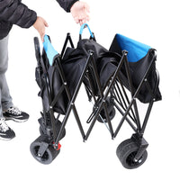 Thumbnail for Large Capacity Folding Wagon Cart Extra Long  (black + blue)