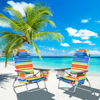 Thumbnail for 2 Pieces Folding Backpack Beach Chair with Pillow