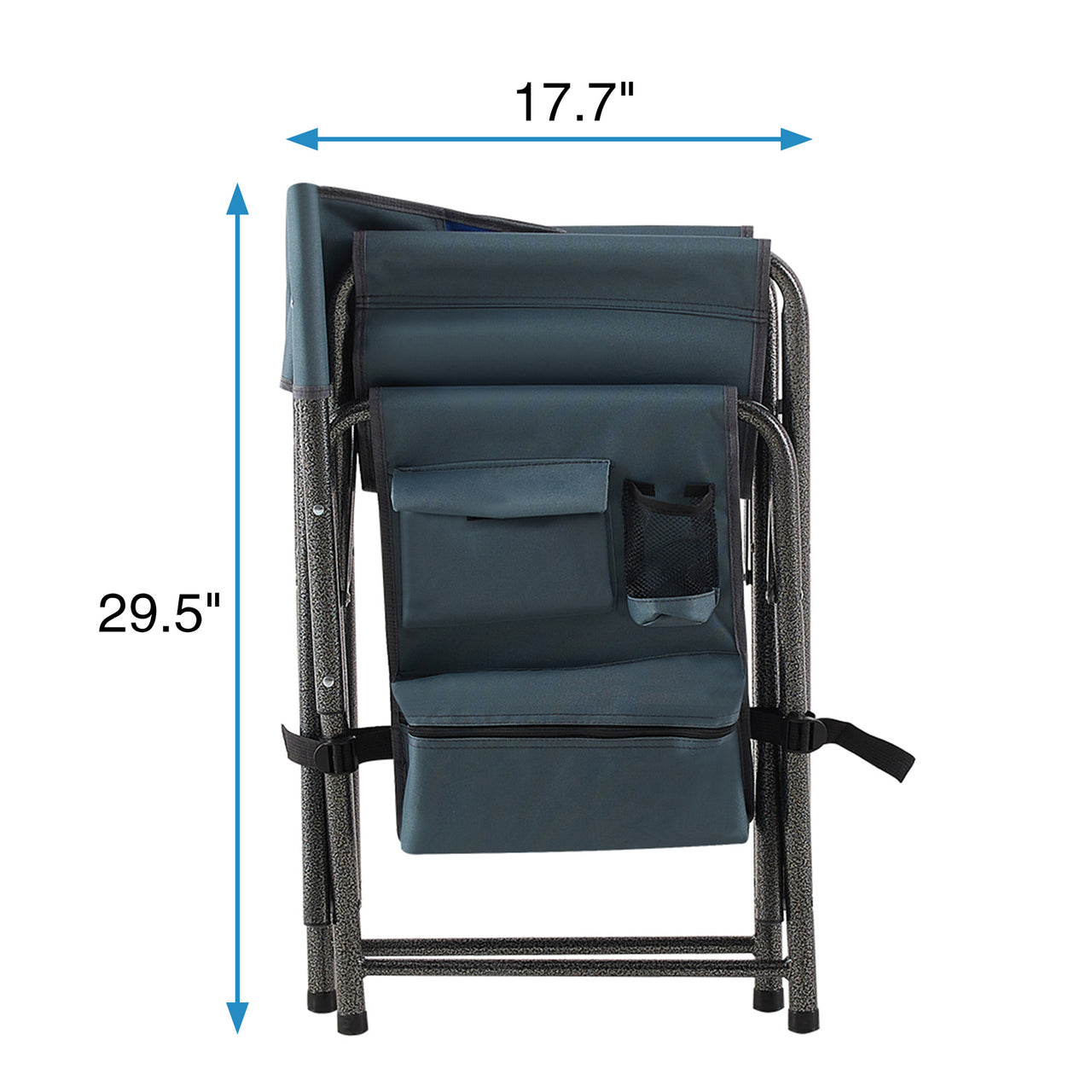 2-piece Padded Folding Outdoor Chair with Storage Pockets; Lightweight Oversized Directors Chair