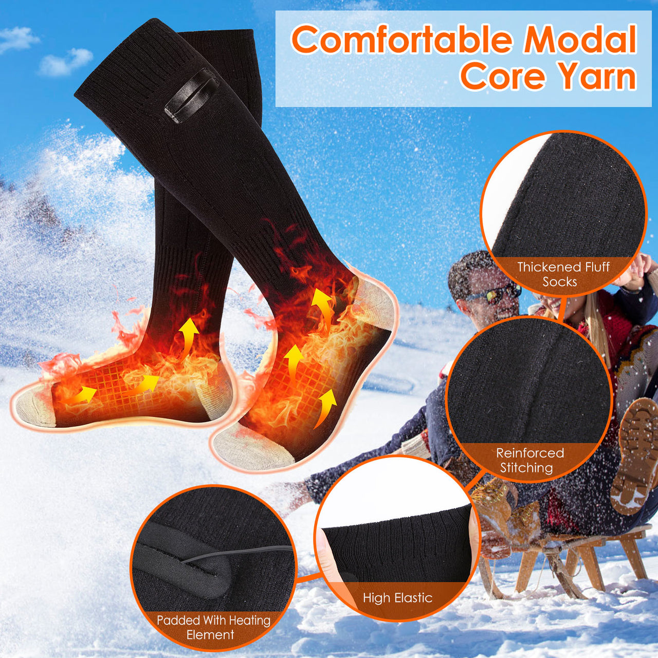 Electric Heated Socks for Men Women-Battery Powered Heated Socks, Rechargeable