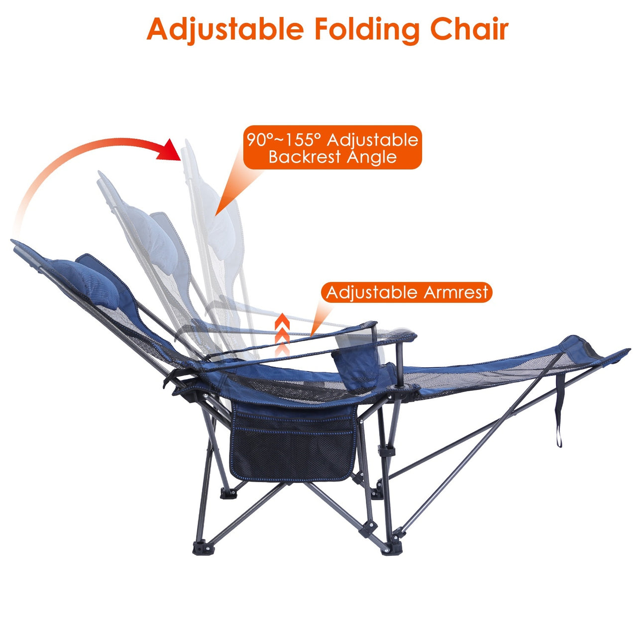 Foldable Camping Chair 330LBS Load Heavy Duty Steel