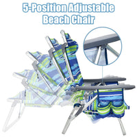 Thumbnail for 2 Pieces Folding Backpack Beach Chair with Pillow