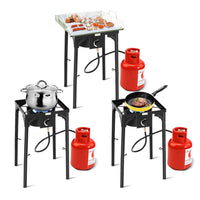 Thumbnail for 100,000-BTU Portable Propane Outdoor Camp Stove with Adjustable Legs