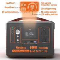 Thumbnail for 600W Portable Power Station (Peak 1200W) Kingboss;  153600mAh 568WH;  Lithium Battery 110V/600W;  AC Outlet;  2*DC Carport;  2*USB-C;  QC USB 3.0