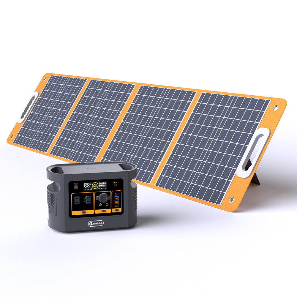 FLASHFISH Portable Power Station;  448Wh/140000mAh LiFePO4 Battery Pack;  UPS Solar Generator With 600W (Peak 1000W) AC Output;  100W USB-C