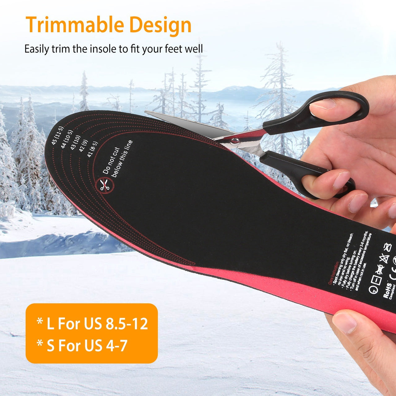 Heated Insoles, Electric Foot Warmer 3000mAh Rechargeable Battery