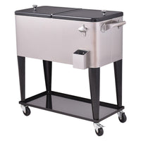 Thumbnail for 80 Quart Patio Rolling Stainless Steel Ice Beverage Cooler