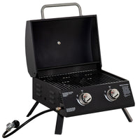 Thumbnail for Outsunny 2 Burner Propane Gas Grill , Portable Tabletop BBQ with Foldable Legs, Lid, Thermometer