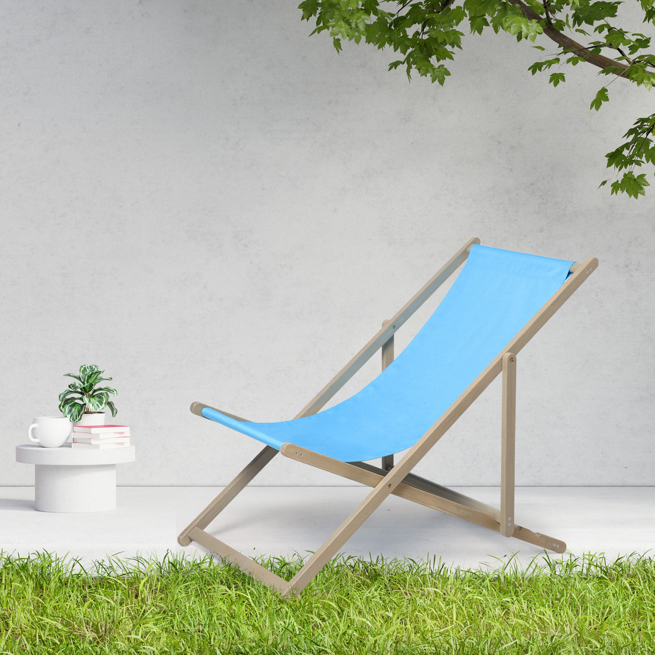 Beach Sling Patio Chair Set of 2,Wooden Folding Outdoor Chair