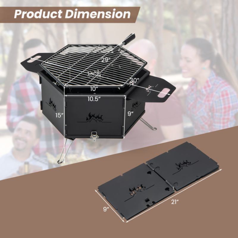 Portable Charcoal Grill Stove with Foldable Body