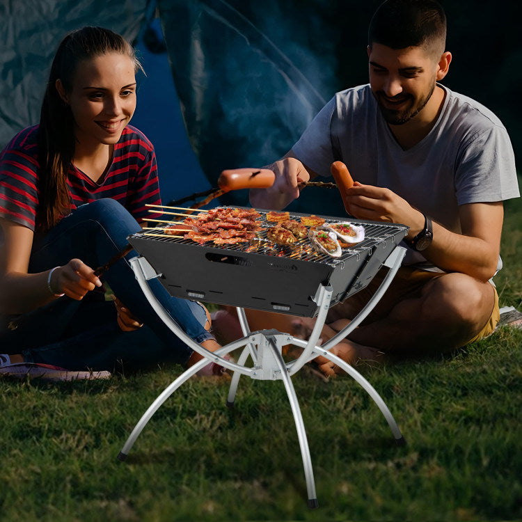 3-in-1 Camping Campfire Grill with Stainless Steel Grills Carrying Bag & Gloves