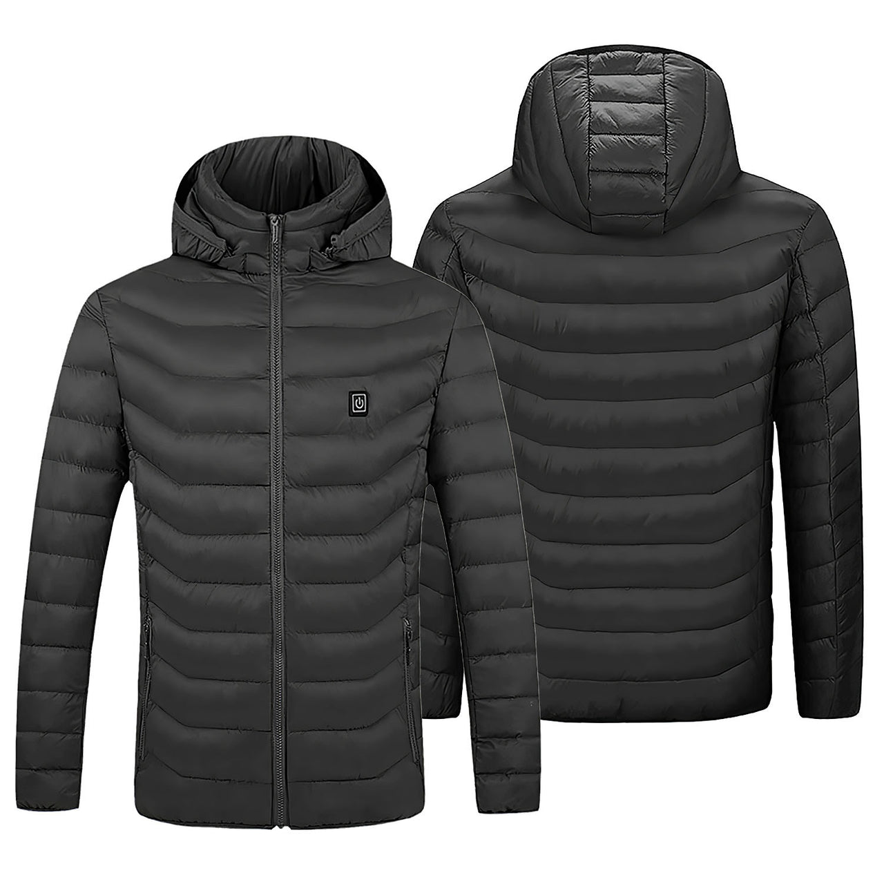 Heated Jacket -Lightweight Winter Hooded Jacket with 3-Level Heating Modes 8 Heating Zones Detachable Zipper Hood