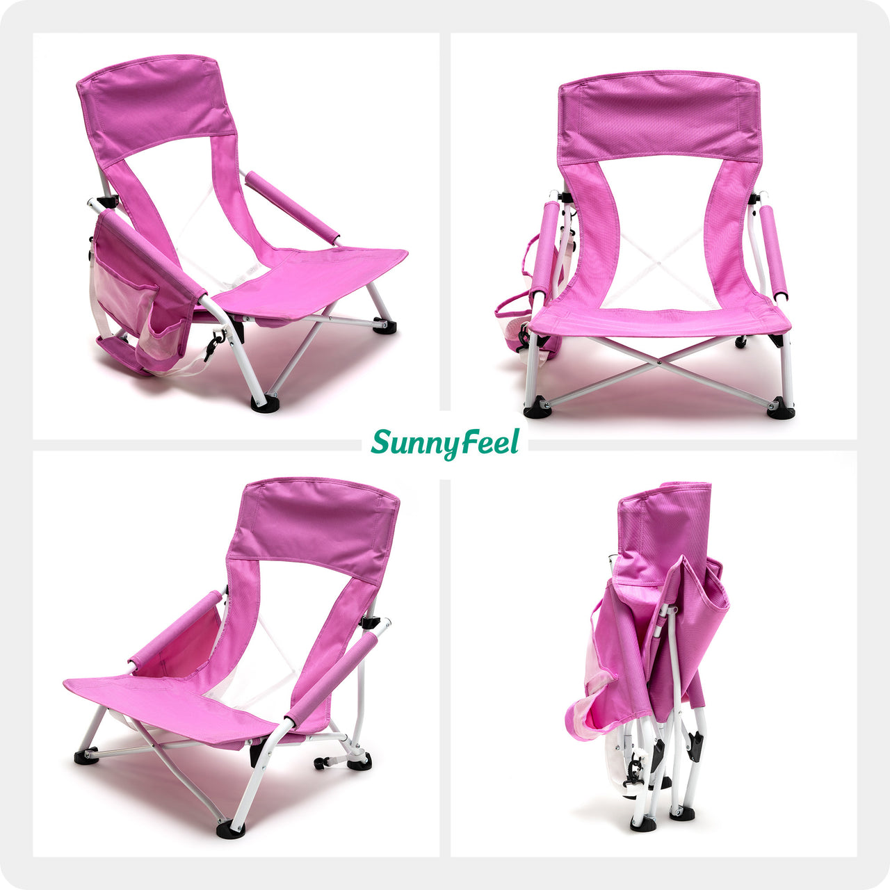 Low Folding Camping/Beach Chair, Mesh Back Lounger