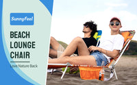 Thumbnail for Beach Lounge Chair, 180-degree & Lay Flat, Portable With Padded Comfy Pillow