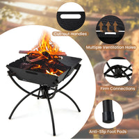 Thumbnail for 3-in-1 Camping Campfire Grill with Stainless Steel Grills Carrying Bag & Gloves