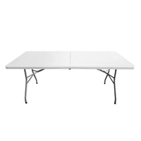 Thumbnail for 6 FT Granite White Folding Table with Easy-Carry Handle