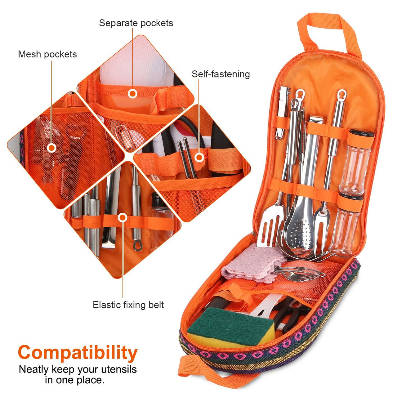 19 Pcs Camping Cooking Utensil Kit