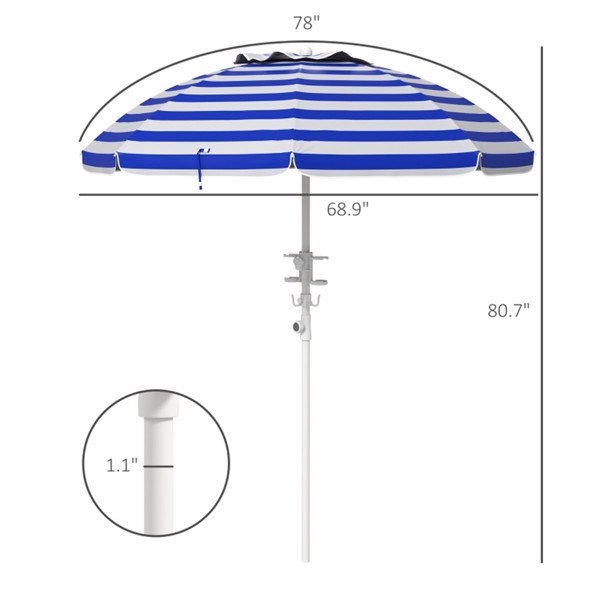 High Quality Beach Umbrella Blue-White Stripe