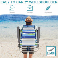 Thumbnail for 4-Pack, 5-Position Backpack Reclining Beach Chairs with Pillow