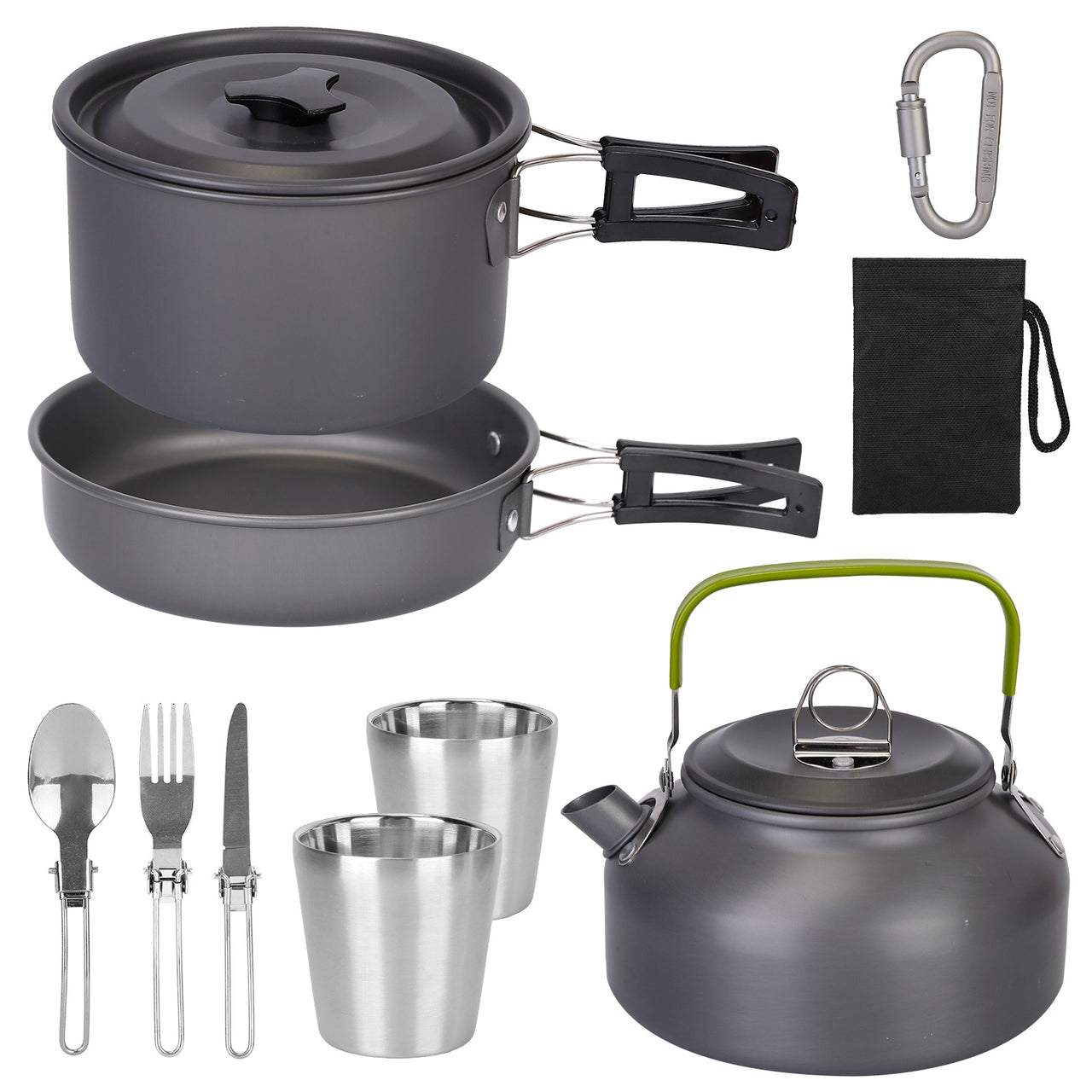 12Pcs Camping Cookware Set  Aluminum Pot/Pans Kit