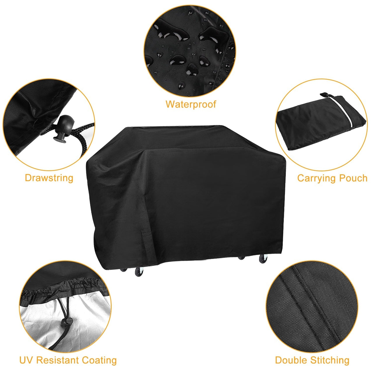 57-inch BBQ Grill Cover Weather Resistant Outdoor Barbeque Grill Covers UV Resistant