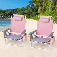 Thumbnail for 2 Pieces Folding Backpack Beach Chair with Pillow