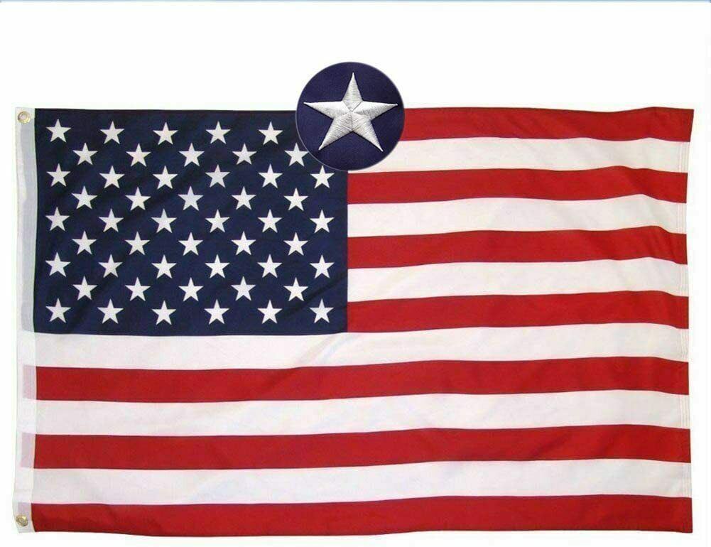 American Flag 10x15 ft, 8x12 ft, 6x10 ft, 5x8 ft, 4x6 ft, 3x5 ft, 2x3 ft, Outdoor Heavy Duty-Embroidered Stars- Sewn Stripes-Fade Resistant- Brass Grommets- All Weather