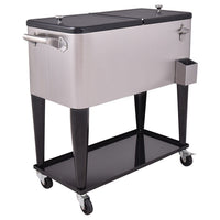 Thumbnail for 80 Quart Patio Rolling Stainless Steel Ice Beverage Cooler