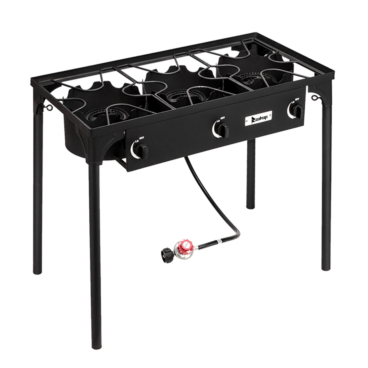 Camp Stove Propane Gas Cooker Portable Cast Iron (Three Burner 25000-BTU)