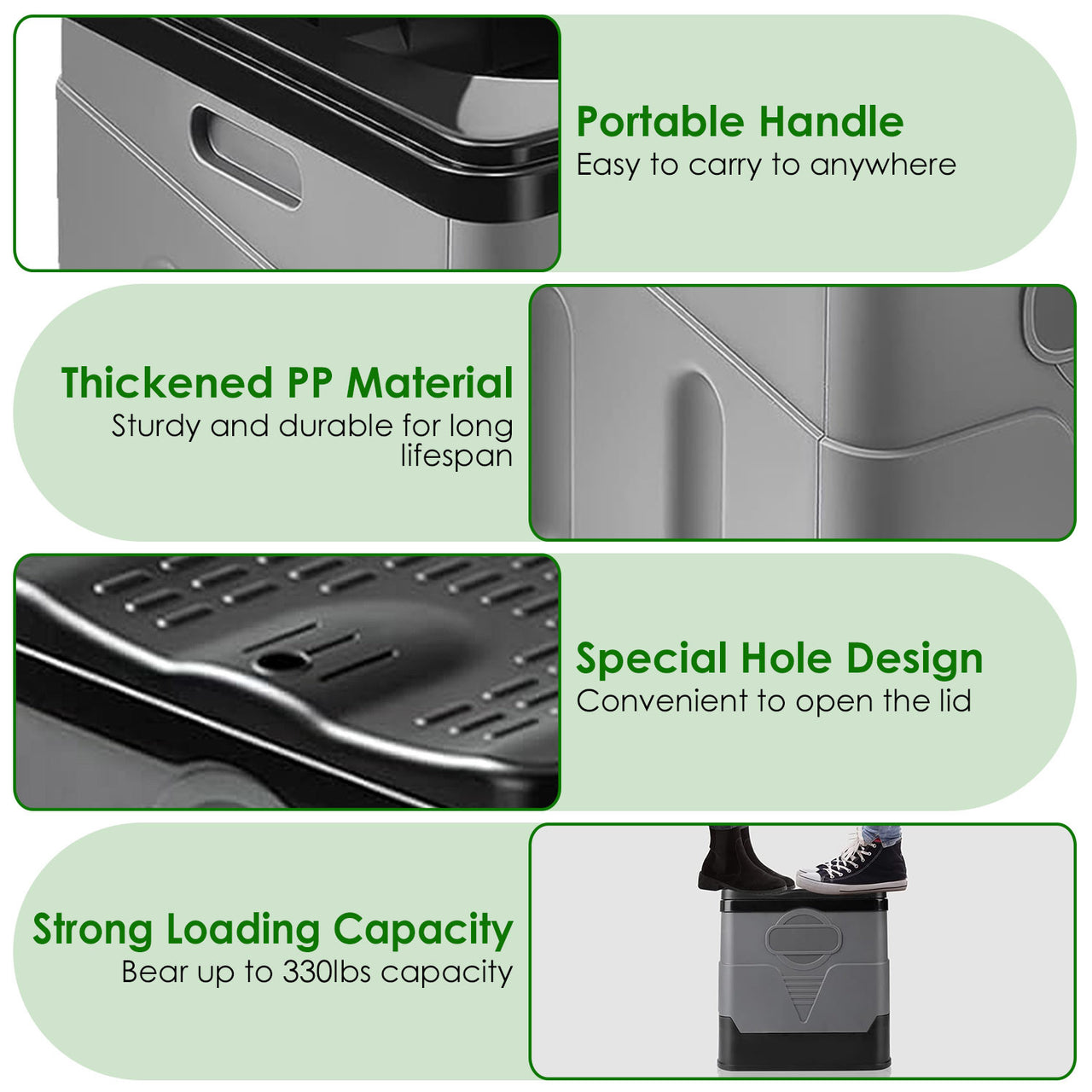 Portable Travel Potty with Carry Bag- Foldable Emergency Toilet with Lid, Trash Bags