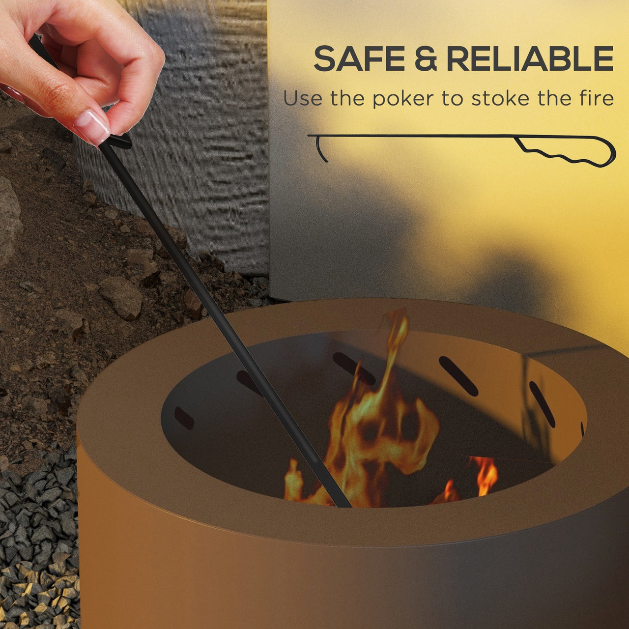 Outsunny Smokeless Fire Pit, 19" Portable Smokeless Wood Burning Firepit with Poker