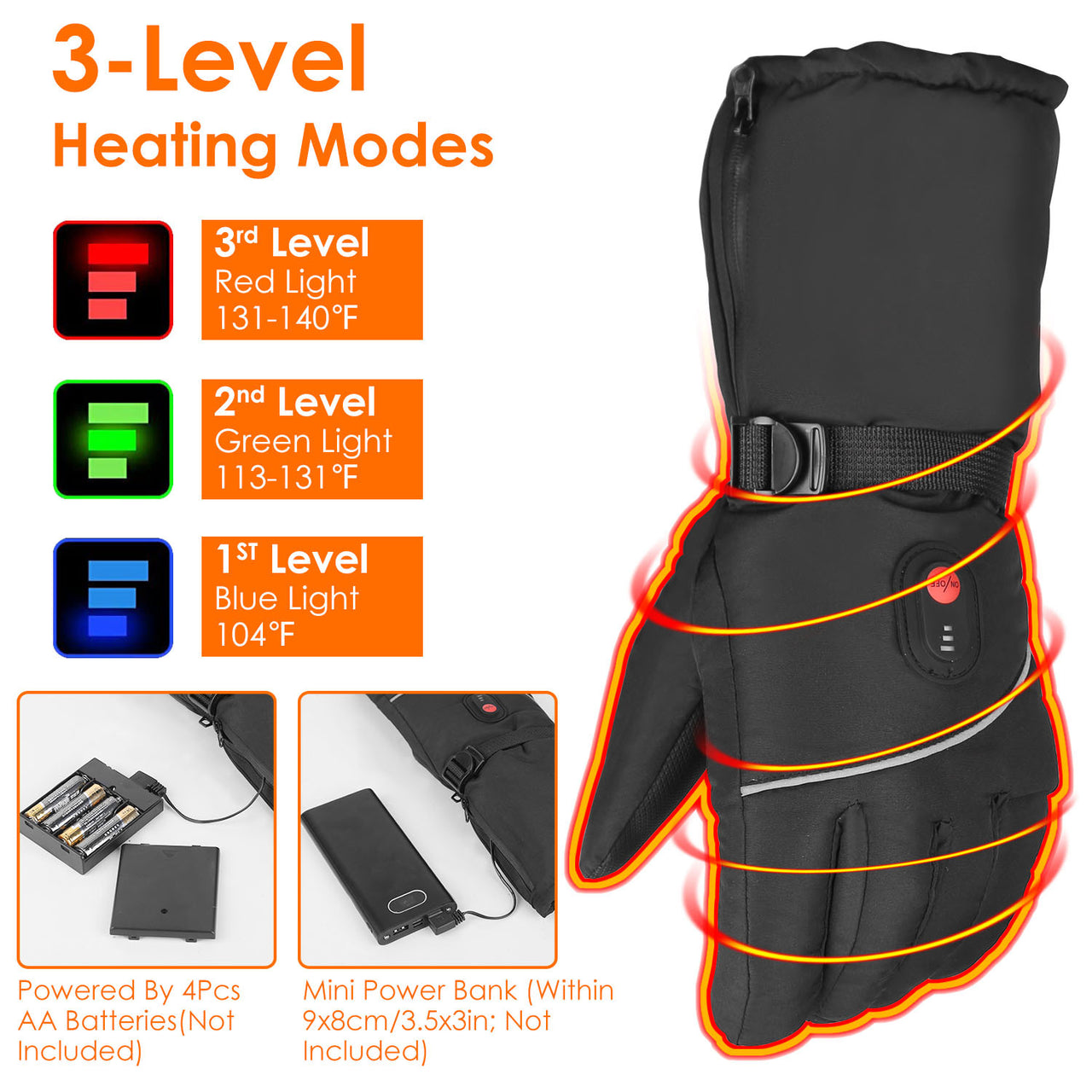 Electric Heated Gloves-Battery Powered,Touchscreen