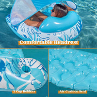 Thumbnail for Pool Floats with Canopy Adult, XL Pool Lounge Chairs with Cup Holders