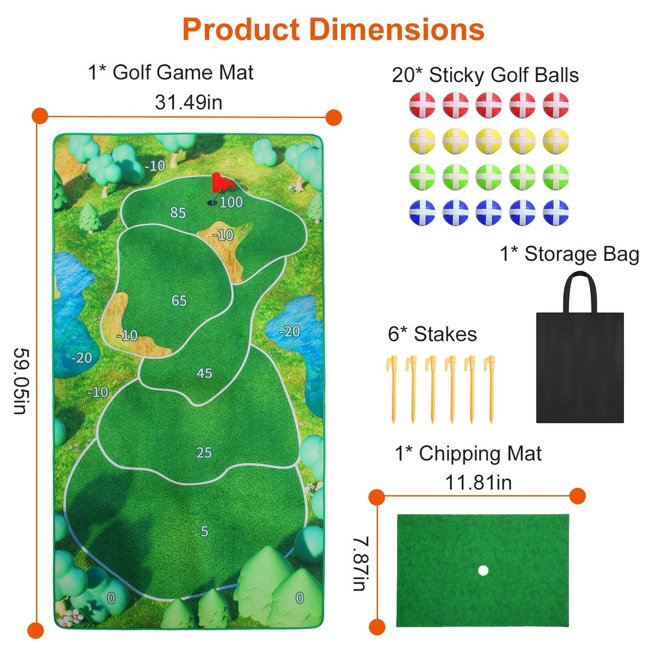 Golf Game Chipping Mat, 20Pcs, Sticky Golf Balls