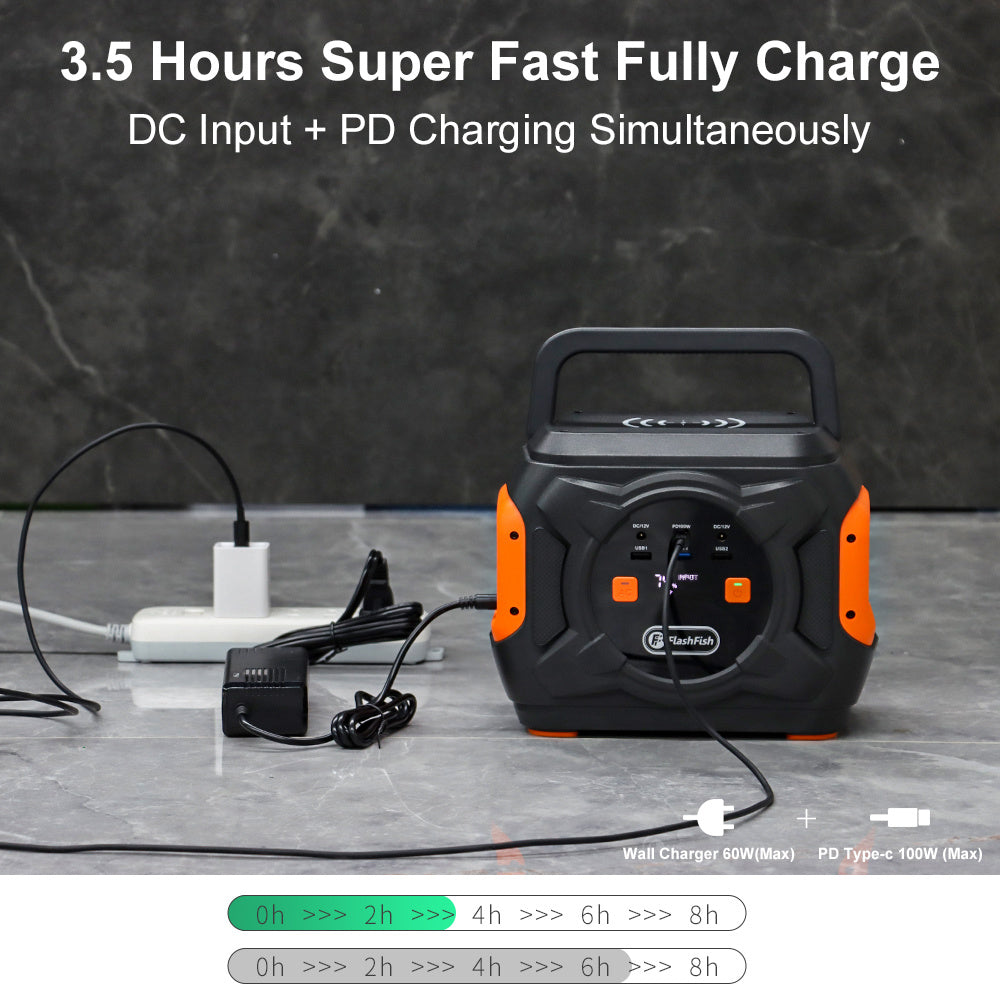 320W Portable Power Station;  Flashfish 292Wh 80000mAh With AC/DC/100W PD  Emergency Power Supply