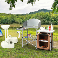 Thumbnail for Foldable Outdoor BBQ Portable Grilling Table with Windscreen Bag