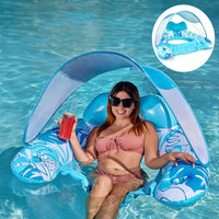 Thumbnail for Pool Floats with Canopy Adult, XL Pool Lounge Chairs with Cup Holders