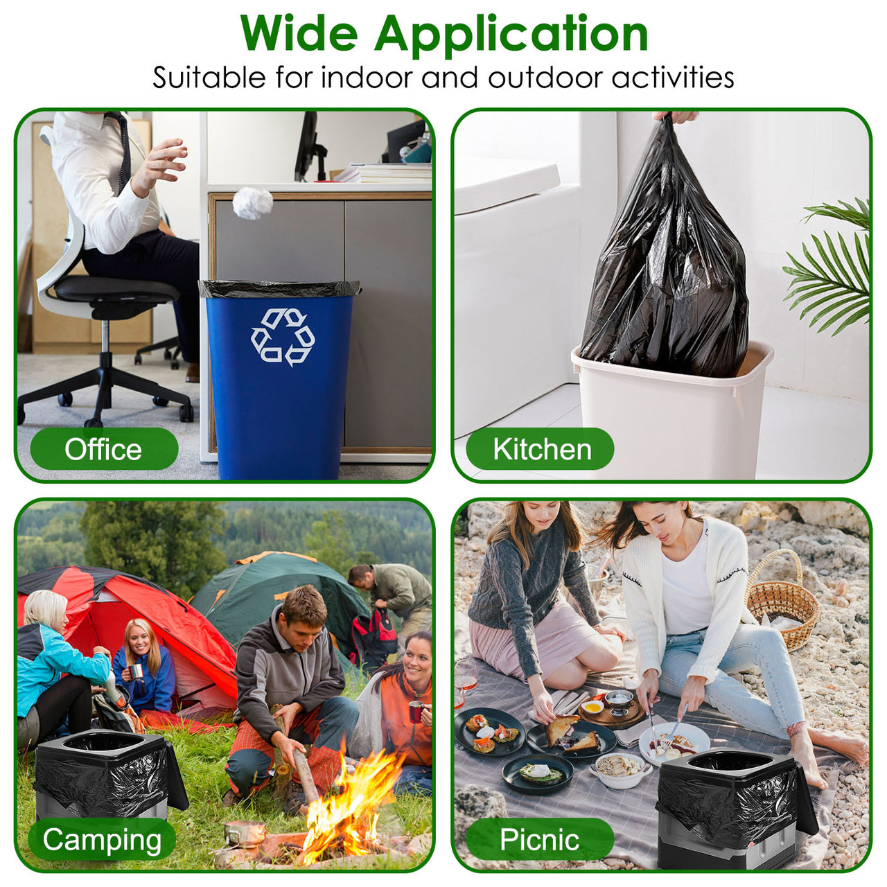 Portable travel potty accessories 5.3 Gallons Unscented Disposable Trash Bags-Leak Resistant