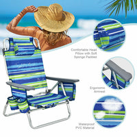 Thumbnail for 4-Pack, 5-Position Backpack Reclining Beach Chairs with Pillow