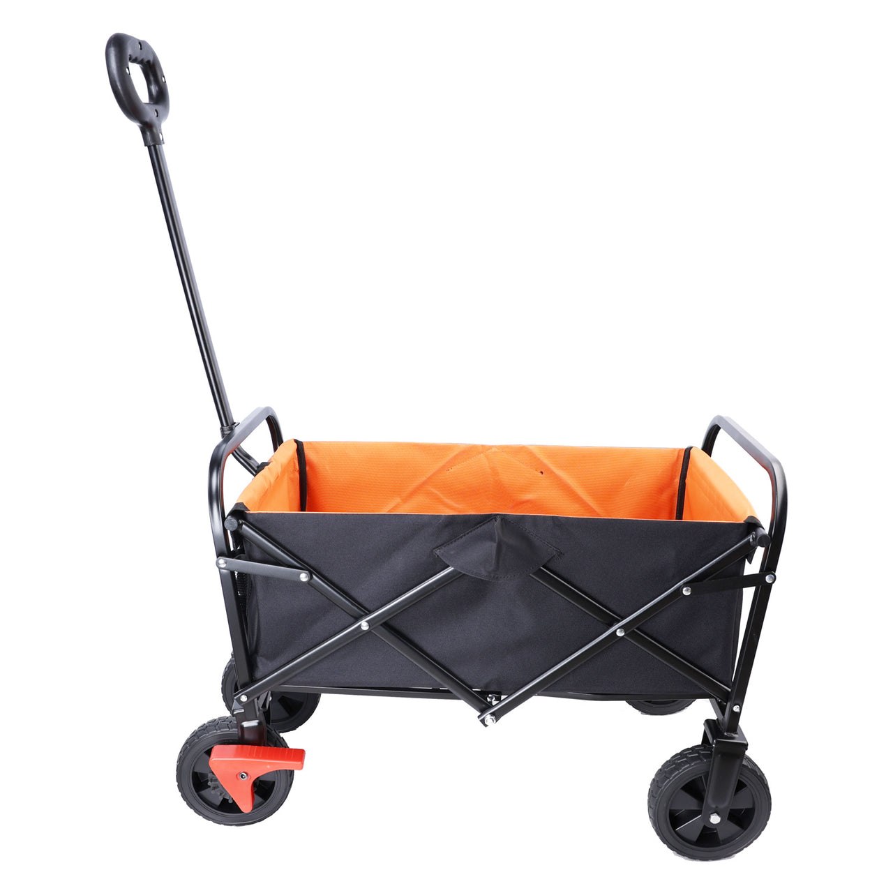 Mini Folding Wagon Garden Shopping Beach Cart (brake+orange+black)