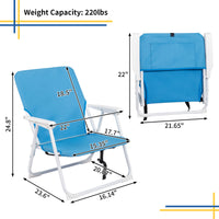 Thumbnail for Blue Oxford Cloth White Iron Frame Beach Chair