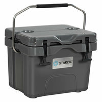 Thumbnail for 16 Quart 24-Can Capacity Portable Insulated Ice Cooler with 2 Cup Holders