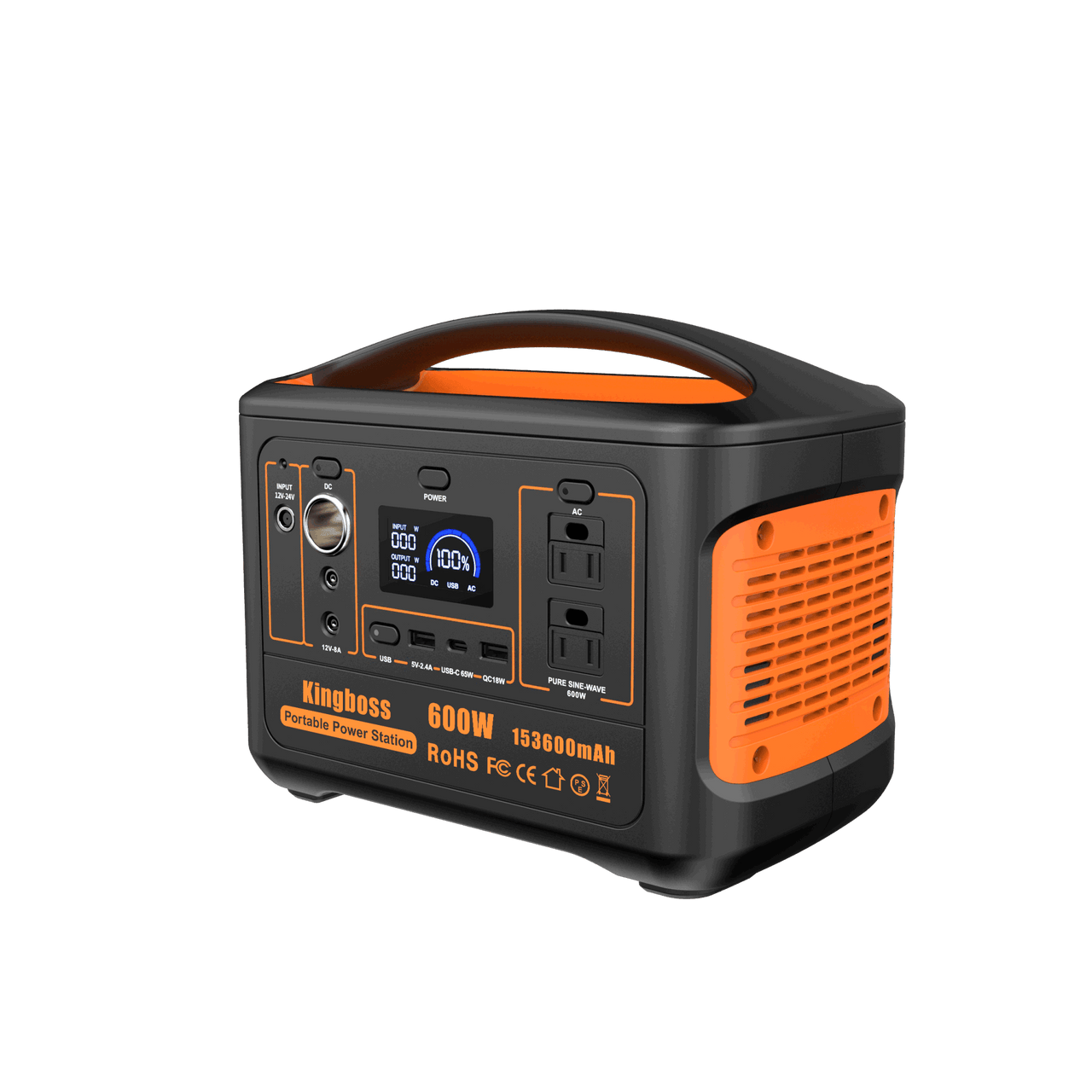 Portable Power Station 110V/600W 568Wh Lithium Battery Pure Sine Wave AC Outlet DC USB