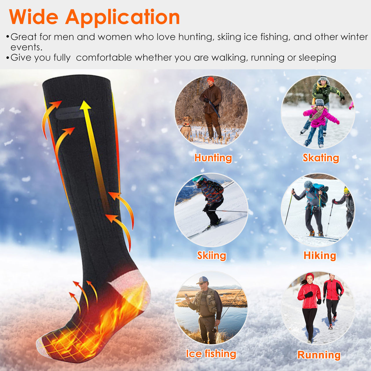 Electric Heated Socks for Men Women-Battery Powered Heated Socks, Rechargeable