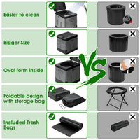 Thumbnail for Portable Travel Potty with Carry Bag- Foldable Emergency Toilet with Lid, Trash Bags