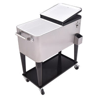 Thumbnail for 80 Quart Patio Rolling Stainless Steel Ice Beverage Cooler