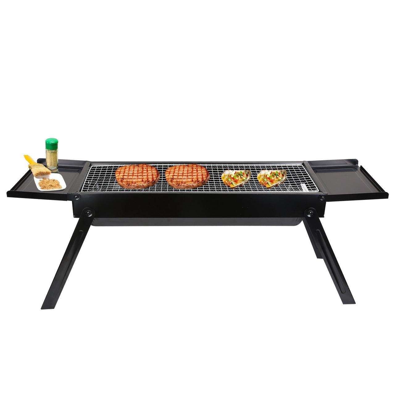 Foldable Charcoal BBQ Grill with Shelf Stainless Steel Grill